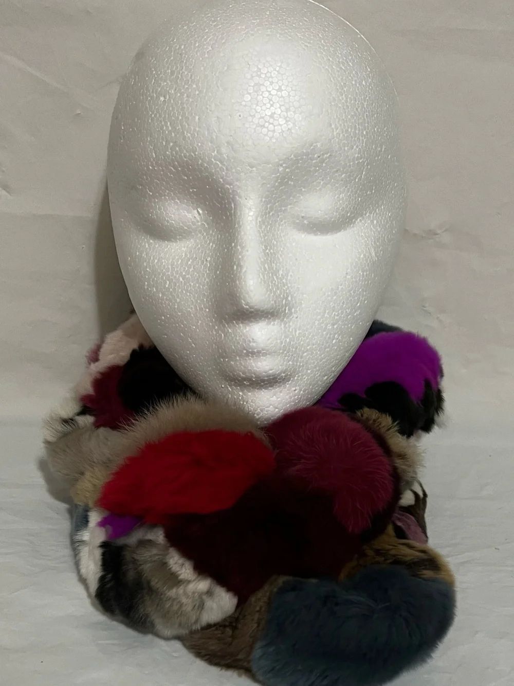 imogaâInfinity Scarf Girls Multicolor Patchwork Rabbit Fur Winter Neck Rex